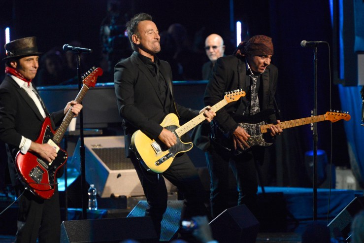 NEW YORK, NY - APRIL 10:  Bruce Springsteen and The E Street band perform onstage at the 29th Annual Rock And Roll Hall Of Fame Induction Ceremony at Barclays Center of Brooklyn on April 10, 2014 in New York City.  (Photo by Kevin Mazur/WireImage)